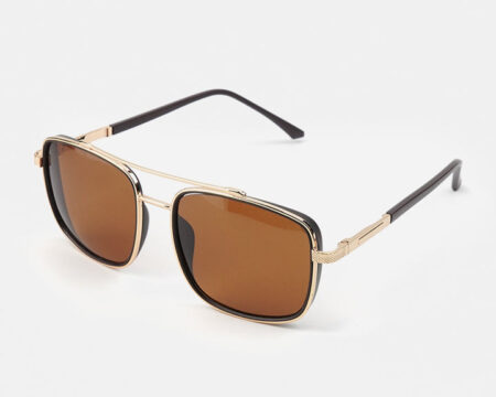 Double Bridge Square Sunglasses - Gold