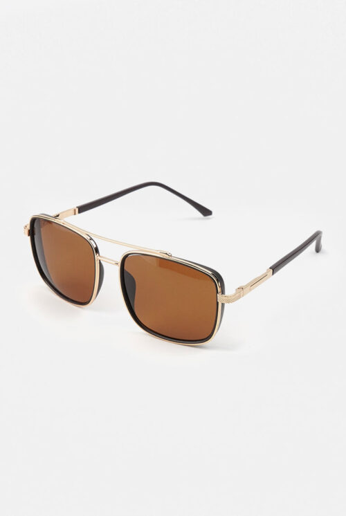 Double Bridge Square Sunglasses - Gold