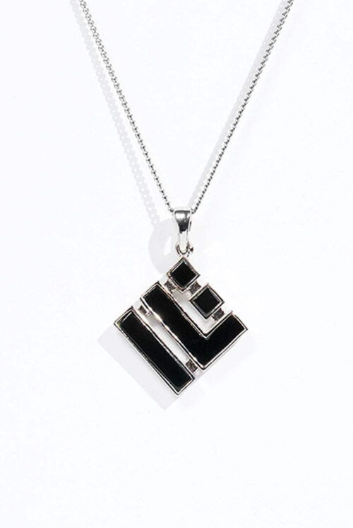 Rhombus Stone Pendant - Silver