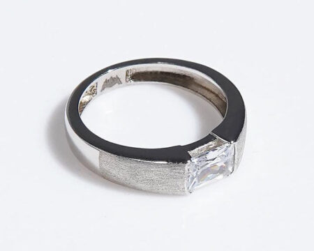 Textured Stone Ring - Silver