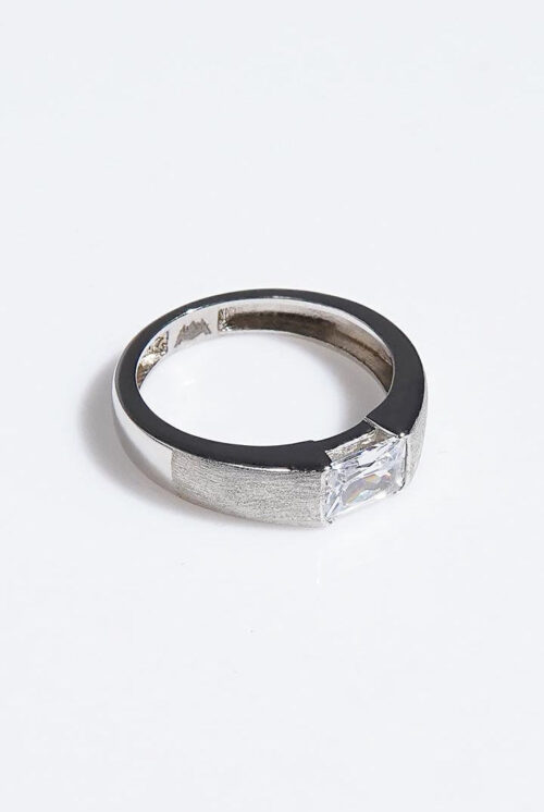 Textured Stone Ring - Silver