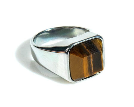 Square Stone Ring - Tiger Eye