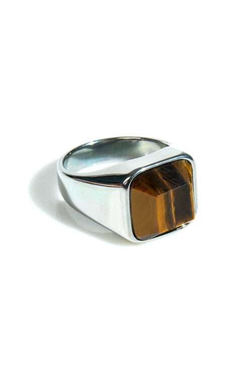 Square Stone Ring - Tiger Eye