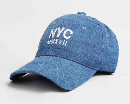 NYC Denim Embroidered Cap - Blue