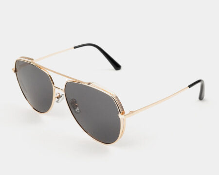 Double Bridge Round Sunglasses - Gold