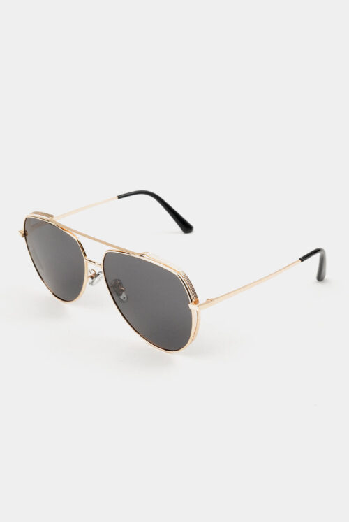 Double Bridge Round Sunglasses - Gold