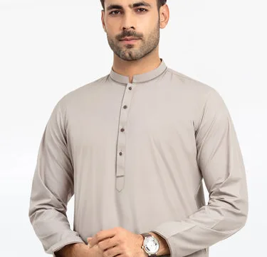 Men's Light Grey Kurta Shalwar