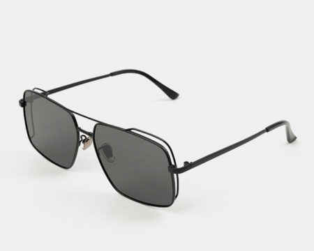 Double Bridge Square Sunglasses - Black