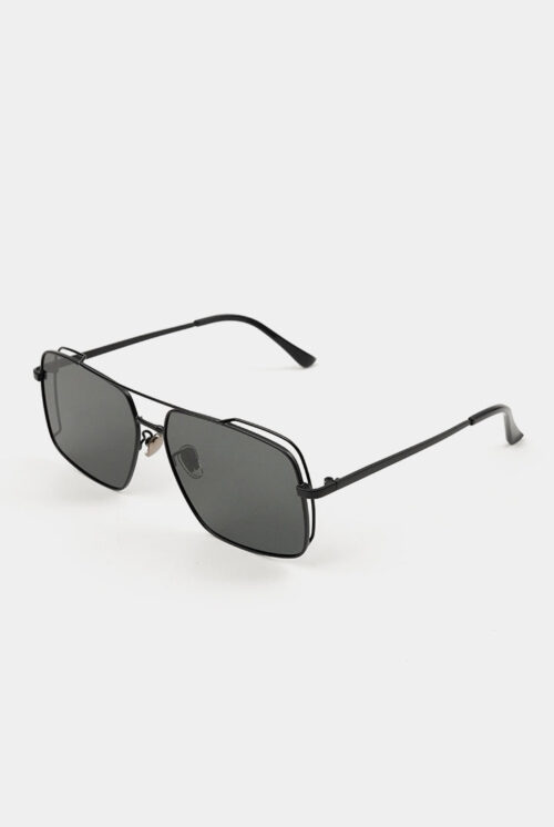 Double Bridge Square Sunglasses - Black