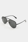 Double Bridge Round Sunglasses - Black