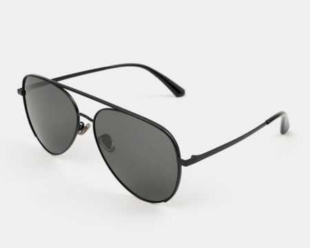 Double Bridge Round Sunglasses - Black