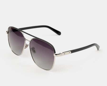 Double Bridge Square Sunglasses - Black