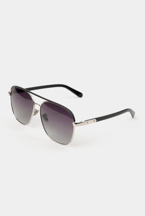 Double Bridge Square Sunglasses - Black