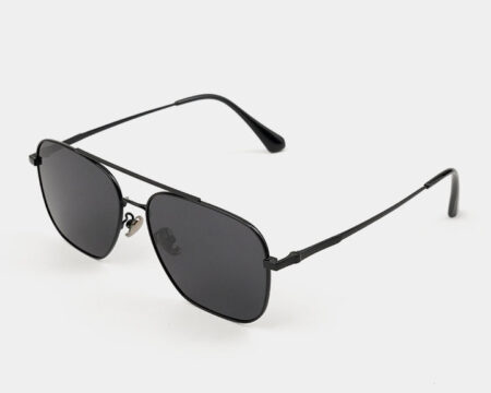 Double Bridge Square Sunglasses - Black