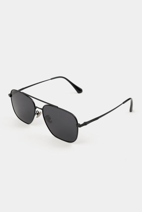 Double Bridge Square Sunglasses - Black