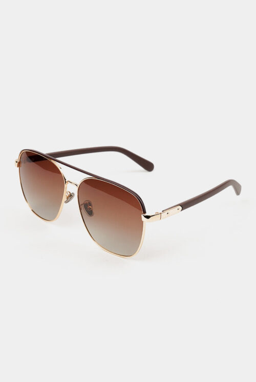 Double Bridge Square Sunglasses - Brown