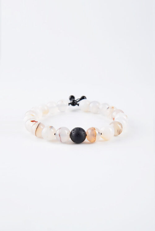 Adjustable Beaded Bracelet - Black & White