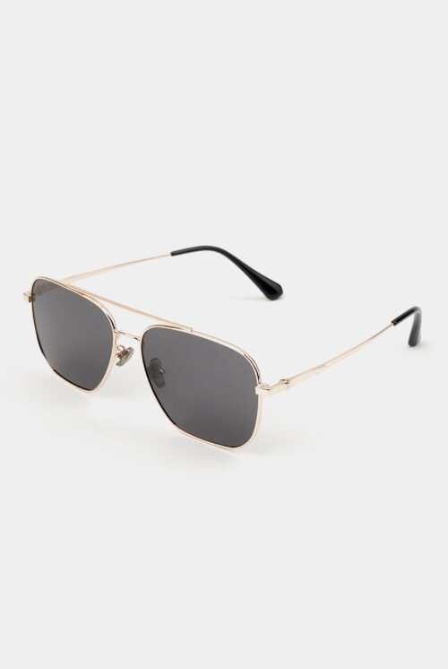 Double Bridge Square Sunglasses - Black