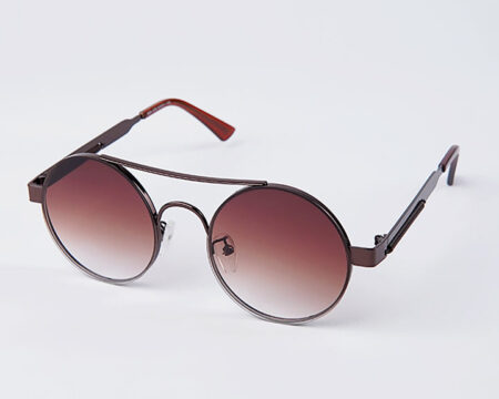 Double Bridge Round Sunglasses - Brown