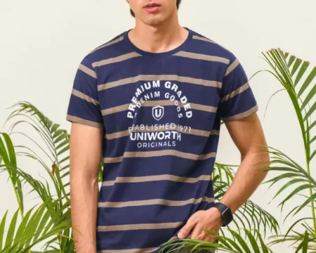 Navy Stripe Crew Neck T-Shirt