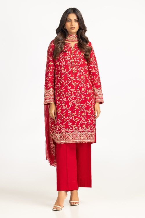 3PC Chiffon Embroidered Suit IUSTKSD-765