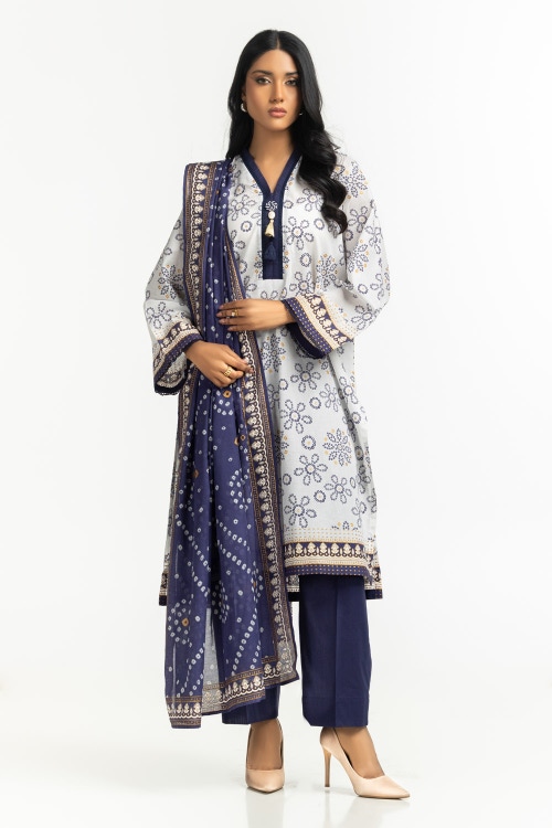 3PC Lawn Gold And Lacquer Printed Suit IUSTKSD-522