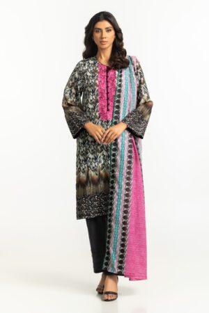3pc lawn printed suit with embroidered iustksd 666 front