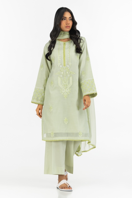 3PC Paper Cotton Embroidered Suit IUSTKSD-560