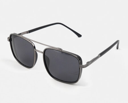 Double Bridge Square Sunglasses - Black