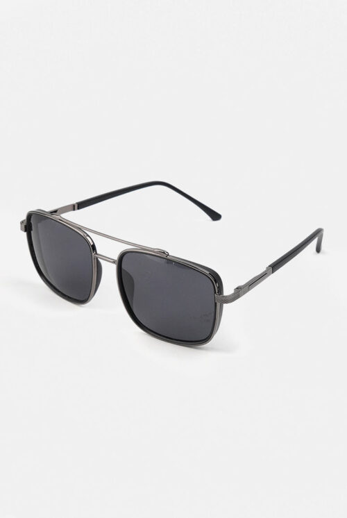 Double Bridge Square Sunglasses - Black