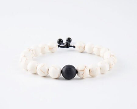 Adjustable Beaded Bracelet - Black & White