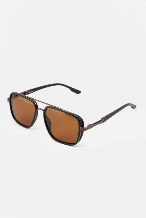 Double Bridge Square Sunglasses - Brown
