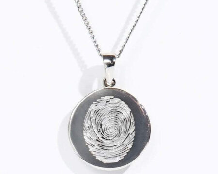 Round Fingerprint Pendant - Silver
