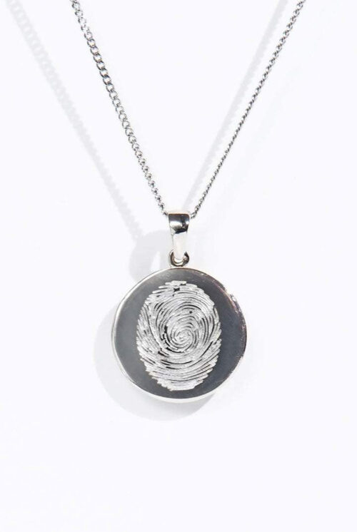 Round Fingerprint Pendant - Silver