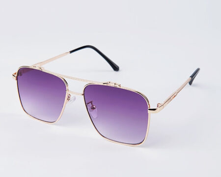 Double Bridge Square Sunglasses - Purple