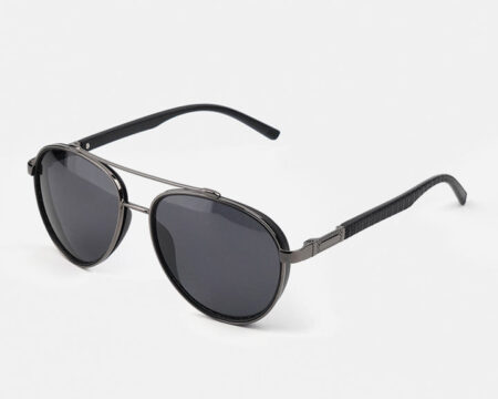 Double Bridge Aviator Sunglasses - Black