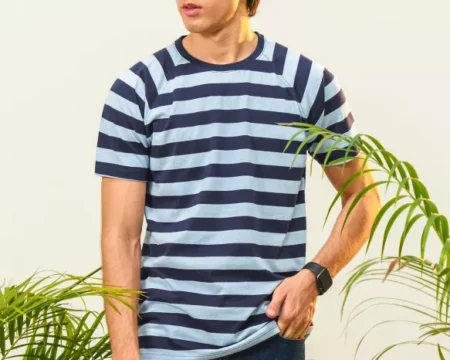 Navy Stripe Crew Neck T-Shirt