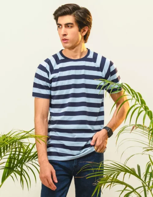 Navy Stripe Crew Neck T-Shirt