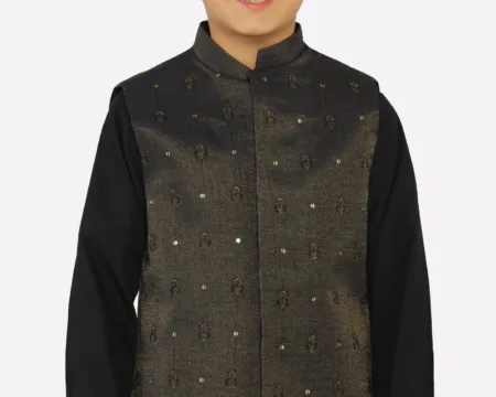 Black Boys Kameez Shalwar With Waistcoat