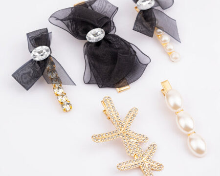 Embellished Organza Hair Clips