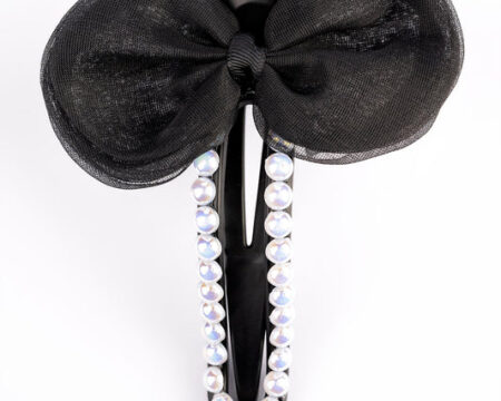 Pearl Embellished Bow Hair Clip