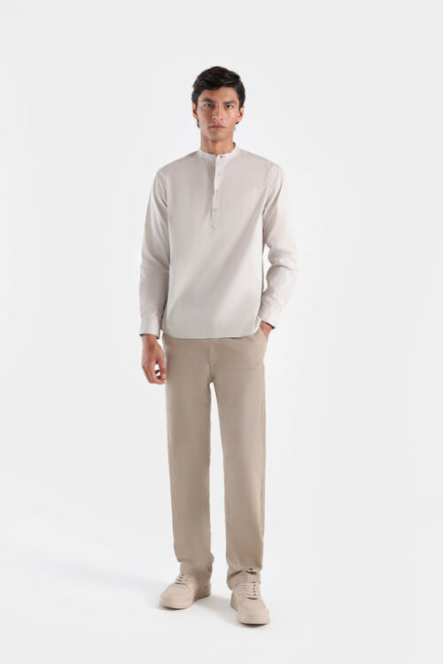 Poplin Mandarin Collar Shirt