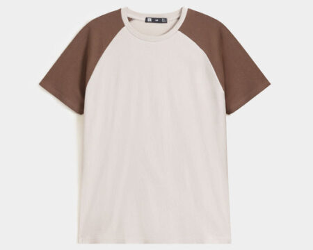 Textured Contrast Raglan T-shirt