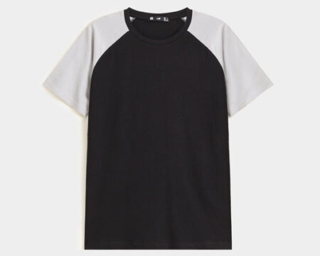 Textured Contrast Raglan T-shirt