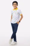 White Graffiti Print Polo