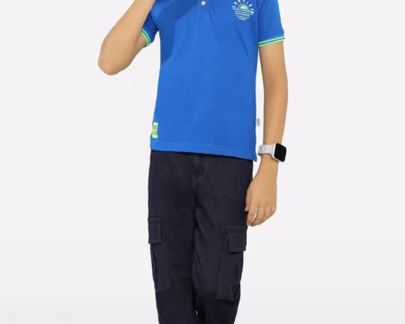 Royal Blue Jacquard Collar Polo