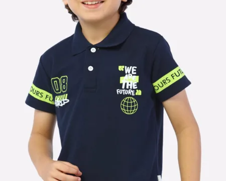 Navy Blue Printed Polo