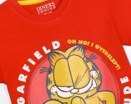 Red Garfield Graphic Printed T-Shirt