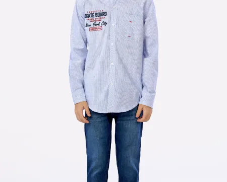 Blue Mini-Check Boys Shirt