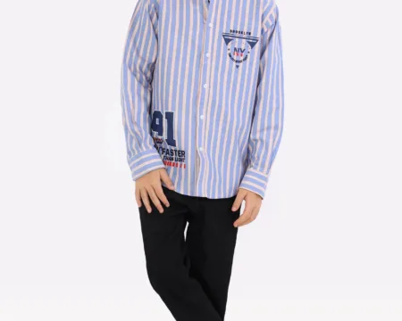 Royal Blue Awning Stripes Boys Shirt